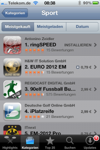 meistgekaufte App Kategorie Sport - Platz 1